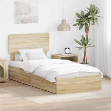 Berkfield Storage Bed with Drawer Sonoma Oak 90 x 190 cm Engineered Wood
