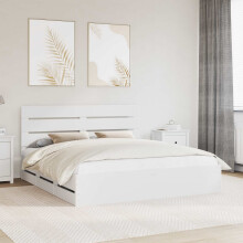 Berkfield Bed Frame with Drawer White 180 x 200 cm Engineer Wood