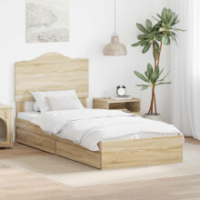 Berkfield Storage Bed with Drawer Sonoma Oak 90 x 190 cm Engineered Wood