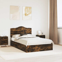Berkfield Storage Bed with Drawer Smoked Oak 135 x 190 cm Engineered Wood