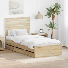 Berkfield Bed Frame with Drawer Sonoma Oak 75 x 190 cm Engineer Wood