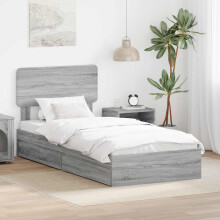 Berkfield Storage Bed with Drawer Grey Sonoma 75 x 190 cm Engineered Wood