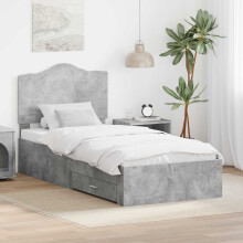 Berkfield Bed Frame with Drawer Concrete Grey 70 x 190 cm Engineered Wood