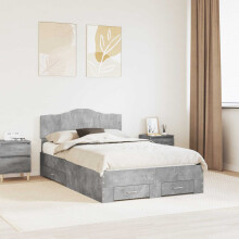 Berkfield Bed Frame Concrete Grey 135 x 190 cm Engineered Wood