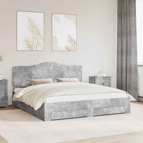 Berkfield Bed Frame Concrete Grey 200 x 200 cm Engineered Wood