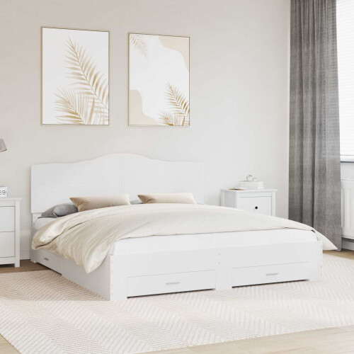 Berkfield Bed Frame with Headboard White 180 x 200 cm Engineered Wood
