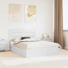 Berkfield Storage Bed with Headboard White 140 x 200 cm Engineered Wood