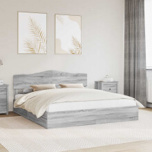 Berkfield Storage Bed Grey Sonoma 200 x 200 cm Engineered Wood