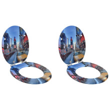 Berkfield Soft-Close Toilet Seat 2 pcs Multicolour 44 x 38 cm MDF board