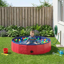 Berkfield Foldable Dog Swimming Pool Folding Red 80 x 80 x 20 cm PVC
