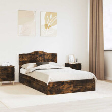 Berkfield Storage Bed with Drawer Smoked Oak 135 x 190 cm Engineered Wood