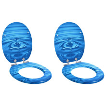 Berkfield Soft-Close Toilet Seat 2 pcs Blue Drop 44 x 38 cm MDF board