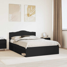 Berkfield Bed Frame with Headboard Black 150 x 200 cm Solid Pine Wood