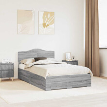 Berkfield Bed Frame with Drawer Grey Sonoma 135 x 190 cm Engineered Wood