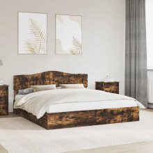 Berkfield Storage Bed with Drawer Smoked Oak 180 x 200 cm Engineered Wood