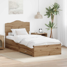 Berkfield Bed Frame with Drawer Artisan Oak 90 x 190 cm Engineered Wood