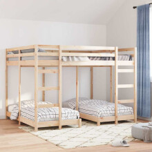 Berkfield Triple Bunk Bed Frame Brown 160 x 200 cm Solid Pine Wood