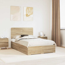 Berkfield Bed Frame with Drawer Sonoma Oak 120 x 200 cm Engineered Wood