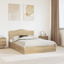 Berkfield Storage Bed with Drawer Sonoma Oak 150 x 200 cm Engineered Wood