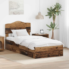 Berkfield Bed Frame with Headboard Old Wood 90 x 190 cm Engineered Wood