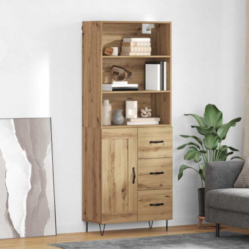 Berkfield Highboard with Drawer 2 pcs Artisan Oak Engineered Wood