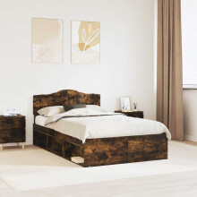 Berkfield Bed Frame Smoked Oak 120 x 190 cm Solid Pine Wood