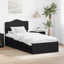 Berkfield Bed Frame with Drawer Black 75 x 190 cm Engineer Wood