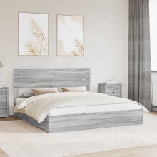 Berkfield Storage Bed Grey Sonoma 200 x 200 cm Engineered Wood