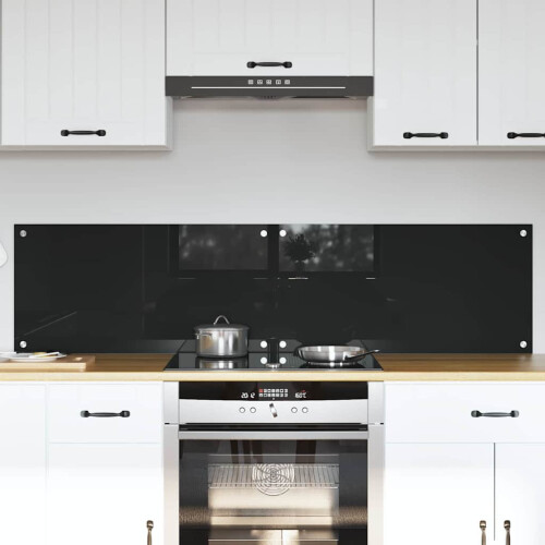 Berkfield Kitchen Backsplash 2 pcs Black 80 x 40 cm Tempered Glass