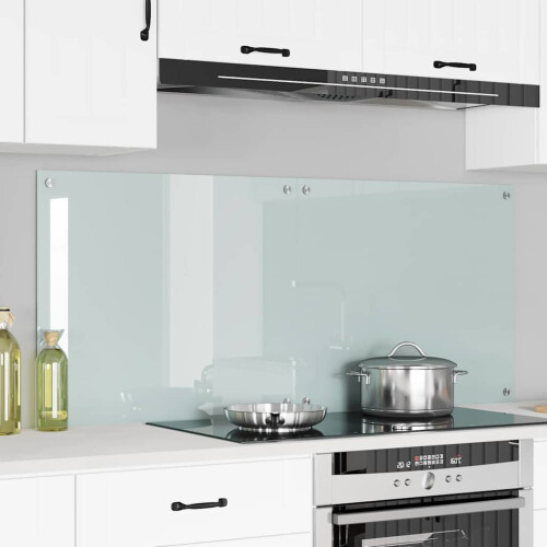 Berkfield Kitchen Backsplash 2 pcs White 70 x 60 cm Tempered Glass