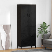 Berkfield Highboard Black Oak 69.5 x 34 x 180 cm Engineered Wood