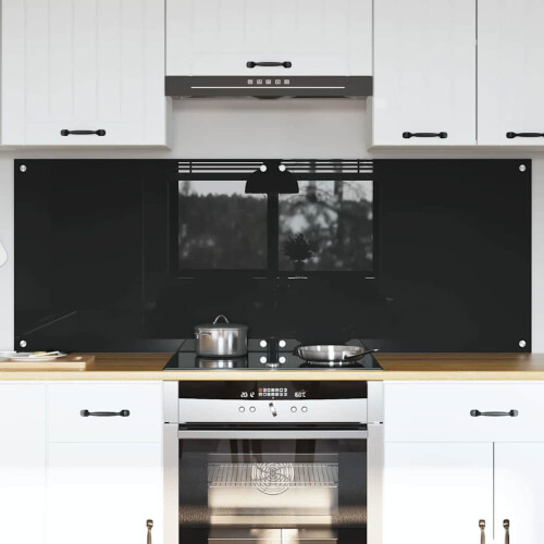Berkfield Kitchen Backsplash 2 pcs Black 80 x 60 cm Tempered Glass