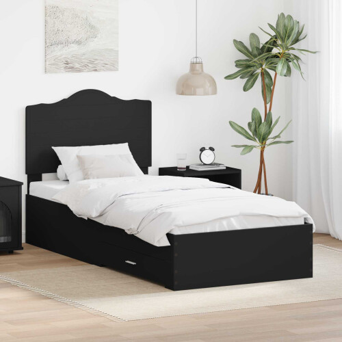 Berkfield Bed Frame with Headboard Black 70 x 190 cm Engineered Wood