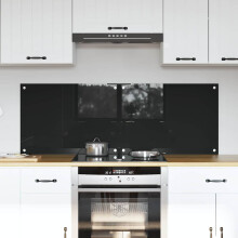 Berkfield Kitchen Backsplash 2 pcs Black 70 x 50 cm Tempered Glass