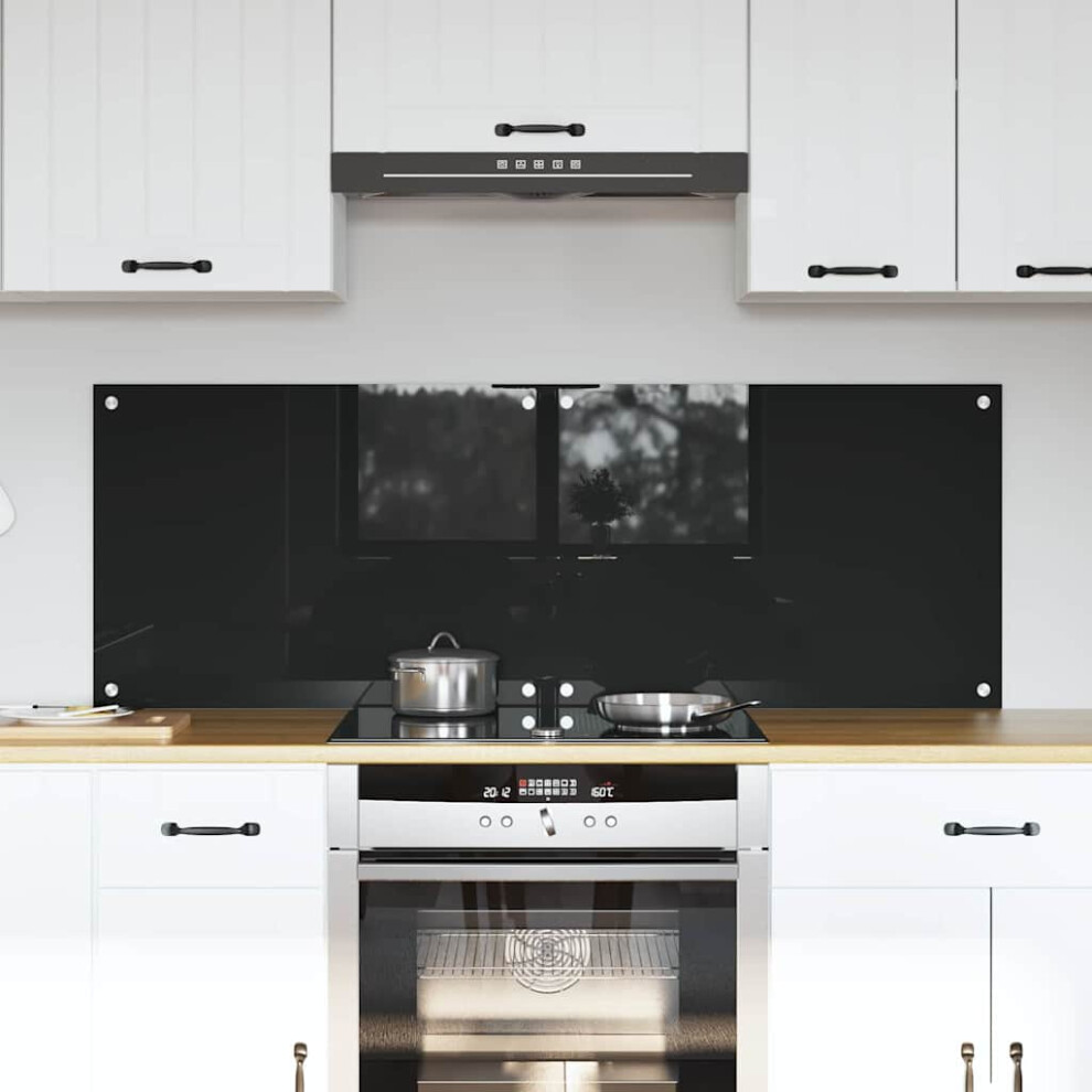 Berkfield Kitchen Backsplash 2 Pcs Black 70 X 50 Cm Tempered Glass 8419140168822