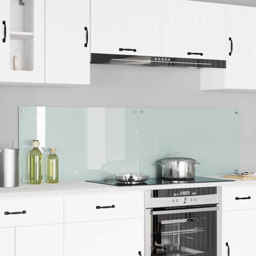 Berkfield Kitchen Backsplash 2 pcs White 90 x 50 cm Tempered Glass
