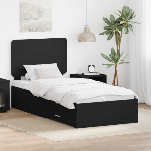 Berkfield Bed Frame with Headboard Black 75 x 190 cm Engineered Wood