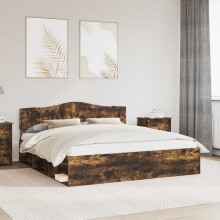 Berkfield Bed Frame Smoked Oak 180 x 200 cm Solid Pine Wood