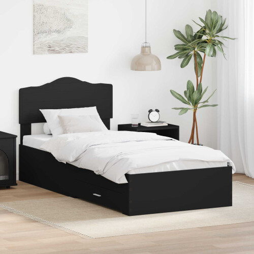 Berkfield Bed Frame with Headboard Black 100 x 200 cm Engineered Wood