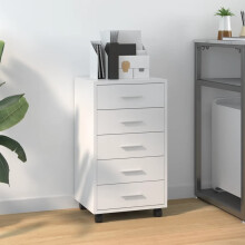 Berkfield Drawer Cabinet with Castors High Gloss White Engineered Wood