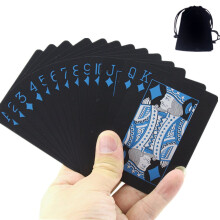 Waterproof Black PVC Poker Playing Cards 55pcs Deck for Cardistry Magic and Party Games