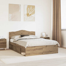 Berkfield Bed Frame Artisian Oak 150 x 200 cm Solid Pine Wood