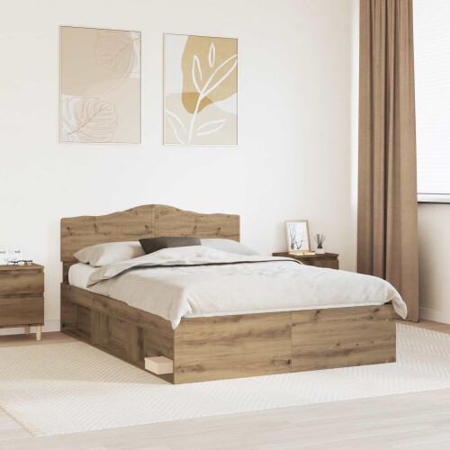 Berkfield Bed Frame Artisian Oak 150 x 200 cm Solid Pine Wood