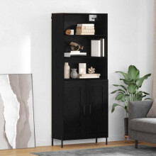 Berkfield Highboard Black oak 69.5 x 34 x 180 cm Engineered Wood