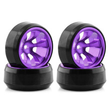1/28 RC Drift Wheels and Tires Set, 25mm Durable Alloy Rims Purple for MiniQ Wltoys K989