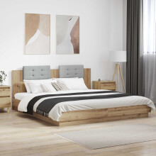 Berkfield Bed Frame with Headboard with Storage Artisan Oak 180 x 200 cm