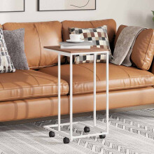 Berkfield Side Table with Wheels White 40x30x63.5 cm Engineered Wood