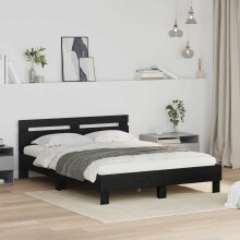 Berkfield Bed Frame with Headboard Black Oak 120 x 200 cm Engineered Wood