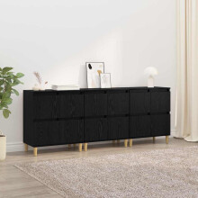 Berkfield Sideboards 3 pcs Black Oak 60 x 35 x 70 cm Engineered Wood