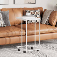 Berkfield Side Table with Wheels White 40x30x63.5 cm Engineered Wood